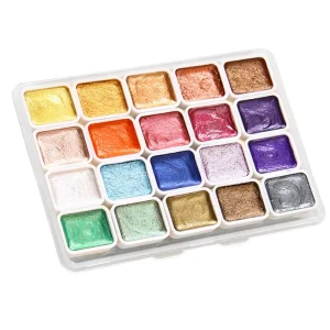 Professional 20 Colors Solid Watercolor Pearl Metallic Watercolour Paint Set Artist Watercolor Paint Pan for Art Students