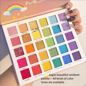 Professional 30 Color Rainbow Metallic Eyeshadow Powder Palette Highly Pigmented Waterproof Matte Satin Glitter Shimmer Cruelty