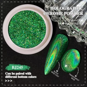Professional Bojun BJ Series 10 Colors Laser Holographic Mirror Chrome Powder Long Lasting Shine for UV Gel