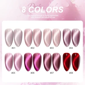 Professional CE CPNP Uv Gel Magnetic Nail Polish Manufacturer TPO&Hema Free 8Color Grape Purple Cat Eye Gel Polish Set