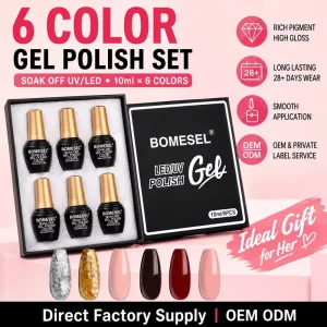 Professional OEM Private Label 6 Color Collection Soak Off Gel Nail Polish Set UV LED Salon Quality Gel Polish Kit