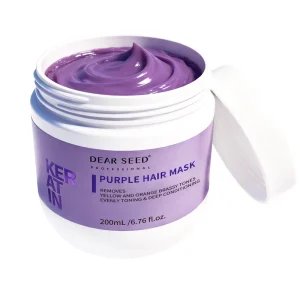 Professional Purple Keratin Hair Care Treatment Cream Hair Repairing Formula Neutralizes Yellow Orange Tones for Blonde Gray