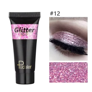 Pudaier Support Custom Logo Super Shimmery Highlighter Glitter Eyeshadow Makeup Single Color Sequins Liquid Eye Shadow OEM