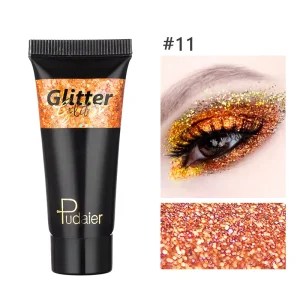 Pudaier Support Custom Logo Super Shimmery Highlighter Glitter Eyeshadow Makeup Single Color Sequins Liquid Eye Shadow OEM