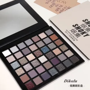 Punk Smoky 42 Color European Style All in One Eyeshadow Palette Cement Gray Satin Metallic Shimmer Waterproof Pigment Powder