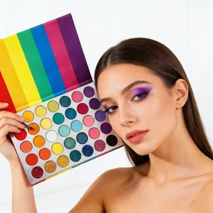 Rainbow Bright High Pigment Eyeshadow Palette 35 Glitter Colors Private Label Makeup for Eyes