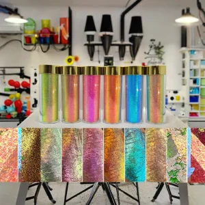 Rainbow Chameleon Powder Sparkle Nail Art Pigments with Flakes for Leather Pigments