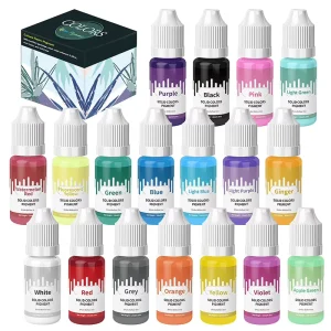 Resin 18 Colors Epoxy Pigment Opaque Liquid Resin Colorant Each 0.35oz Odorless Epoxy Resin Dye Solid Color Liquid Dye