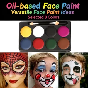Round 8-Shade Oil-Based Face Paint Set Waterproof Body Painting Pigment for Halloween and Cosplay