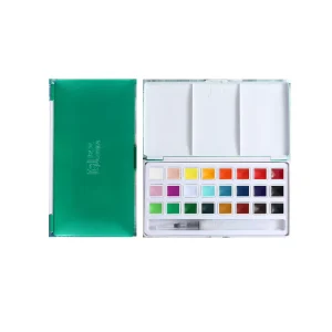 Rubens High quality Student Level 24 Color Solid Watercolor Pigment Set Vivid Color Easy Blending for Beginners