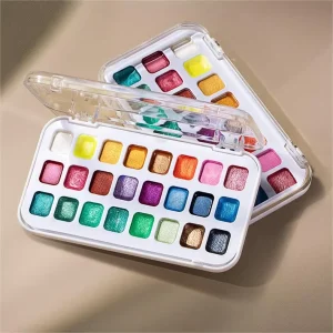 Rubens Pearlescent Watercolor Solid 12 24 Color Watercolor Painting Pigments Outdoor Convenient Set