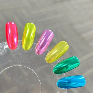 SH Hot South America Mirror Powder Fluorescent Orange Pink Blue Green Yellow Chrome UV Metallic Mirror Nail Art Pigment