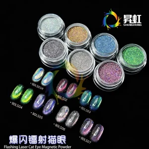 SH Magic Mirror Powder Nail Chrome Effect Pigment 5D Cat Eye Nails Art Magnetic Pigment Powder Chameleon Effect 9DLS Model SiO2