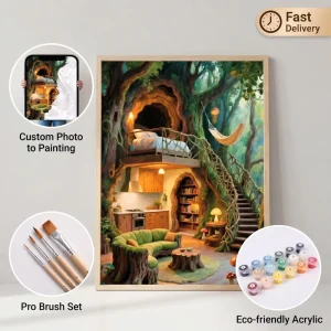 SONGWOO Personalized Treehouse Space Adults Paint Brushes Home Decor Relaxing DIY Custom Painting by Numbers Kits