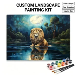 SONGWOOART Framed Lion Custom Photo Animal Paint Brushes Art Canvas Home Decor Oil Painting by Numbers Kits for Beginner