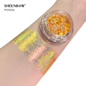Sheenbow Colorful Holographic Aurora Pigment Candy Laser Chameleon Powder Glitter Multichrome Eyeshadow Loose Powder for Makeup