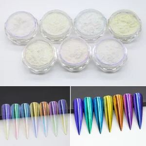 Shengzhu Cosmetic Aurora Mermaid Chrome Nail Pigment Eyeshadow Chameleon Moonlight White Nail Chrome Powder