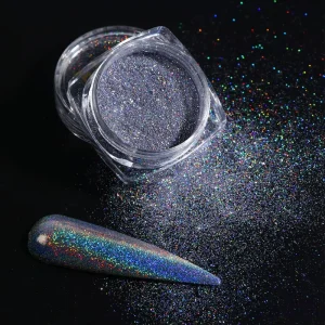 Shiny Extra Fine Holographic Pigment Rainbow Effect Silver Nail Holographic Glitter Powder for Car Paints