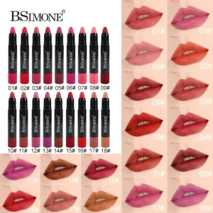 Silky Satin Lip Crayon Moisturizing Waterproof Long Lasting Rich Color 18 Shades OEM ODM Private Label Customized Logo