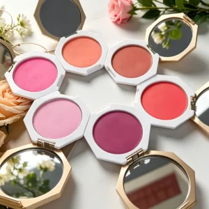 Single Color Blush Contour Highlighter Palette Matte & Cream Makeup Tray With Mirror Private Label Cosmetics