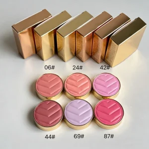 Single-Color Embossed Mineral Powder Blush Palette with Shimmer and Matte Finishes