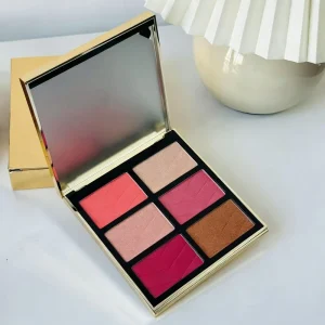 Six-Color Shimmering Mineral Matte Eyeshadow Face Palette with Blush and Highlighter