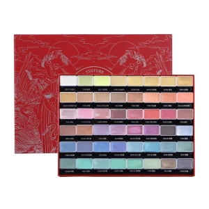 Solid Chinese Painting Pigments Red Box Gouache Paint Set with 48 Colors