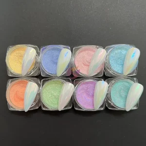 Solid Iridescent Powders Aurora Chrome Metallic Nail Powder Pigment Pearl Shell Powder Glitter Nails Manicure Pigment
