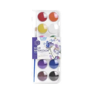 Solid Watercolor Paint Set 12 16 24 28 36 48 Colors Mini Portable Watercolor Pigment Palette with Brush