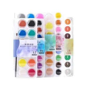 Solid Watercolor Set Children’s Hand-Painted Pigment Set, Transparent Powder Cake Box