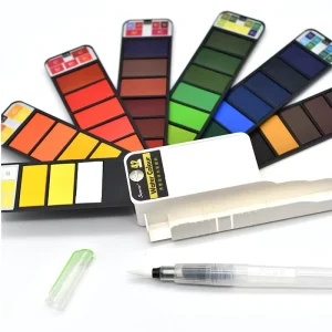 Solid Watercolor Set Collapsible Water Color Paint Water Brush Creative Watercolor Pigment Hassle free Painting for Home
