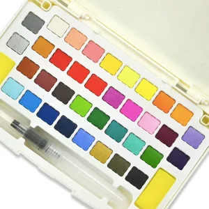 Sunny 36 Professional Easy Coloring Non Toxic Soluble Pigment Portable Dry Gouache Solid Watercolor Block Set for Kid Painting