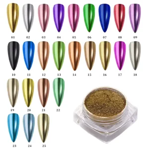 Super Bright Mirror Chrome Flash Powder Tycoon Gold Water Wave Fairy Powder Shell Glitter Titanium Gold Pigment Nail Art