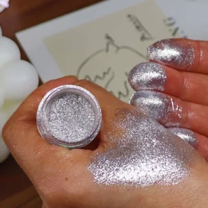 Super Mirror Effect Shimmer Diamond Pure Silver Chrome Pigment Nail Pigments
