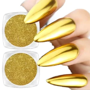 Super Trendy Mirror Powder Easy to Apply Nail Polish Gold Chrome Reflective Glitter Metallic Nail Powder for Festivals