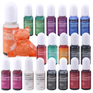 TIMESRUI 24 Colors Transparent Color Pigment Resin Colorant UV. Resin Pigment Liquid UV Glue Dye for DIY Crafts Jewelry Making