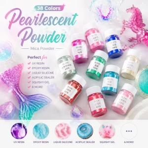 TIMESRUI 38Colors 7g Bottle Pearl Mica Powder Pigment Color Set Perfect for Epoxy Resin Silicone Acrylic Dye Art Paint Mixing