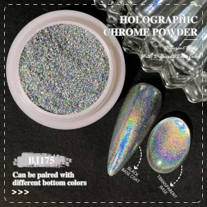 TPO-Free Holographic Nail Powder MSDS Certified Laser Mirror Chrome Pigment HEMA-Free Non-Toxic