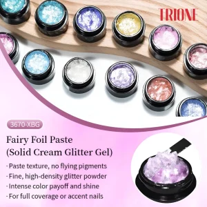 TRIONE Professional Solid Cream Glitter Polish High Pigmented Platinum Color Painting UV Nail Art Gel for Salon OEM