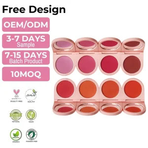 Talc free Mineral High Pigment Waterproof Long lasting Powder Blush Palette with Matte Finish Natural Look for Face Cosmetics