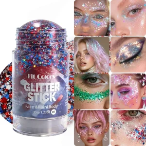 Tar Glitter Hair & Body Paint Wax Stick Multi use Sparkle Shimmer Stick for Face Eye Festival Stage Makeup