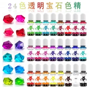 Transparent Acrylic Based AB UV Gemstone Epoxy Resin Colorant 24 Colors High Concentration Easy Coloring