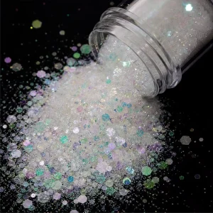 Trending Opal White Iridescent Chunky Glitter Mixed Color Shifting Powder For Resin Tumblers Nail Art Slime Crafts