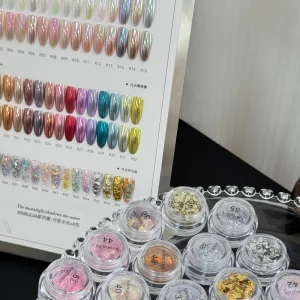 UOMEEI 48 Color High Quality Mirror Effect Aurora Powder Cloud Brocade Magic Powder Set for Nail Salon Exclusive Styles