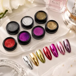 Ultra Fine High Shine Reflective Metallic Multi Color Nail Mirror Powder Chrome Pigment Glitter Dust for UV Gel Nails