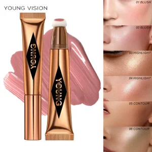 Vegan Contouring Highlighter Stick and Multi-Color Liquid Blush