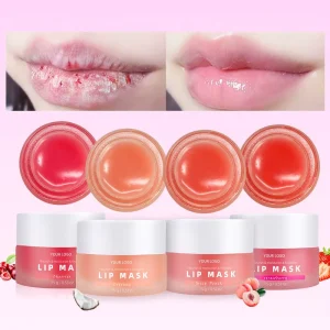 Vegan Lip Mask with Shea Butter, Jojoba Oil, Vitamin E, and Strawberry