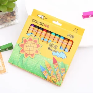 Vibrant 12 Colors Kids Crayons Non Messy Washable Art Supplies Durable Toddler Safe Preschool Craft Bulk School Supplies