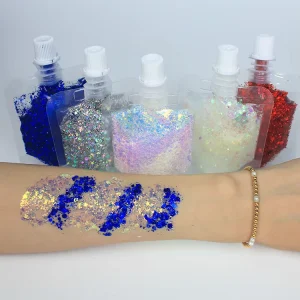 Washable Chunky Glitter Gel Face Body Hair Sequins Long Lasting No Glue Needed Festival Stage Makeup Glitter Cream