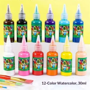 Washable Non-toxic Kids Paint Set 12/24 Colors 60ml Squeeze Bottles for Finger Painting